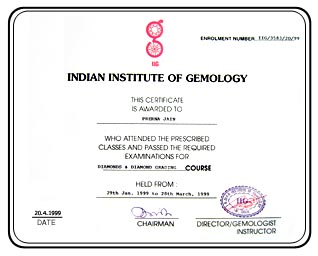 Certificate of Gemology - Prerna 