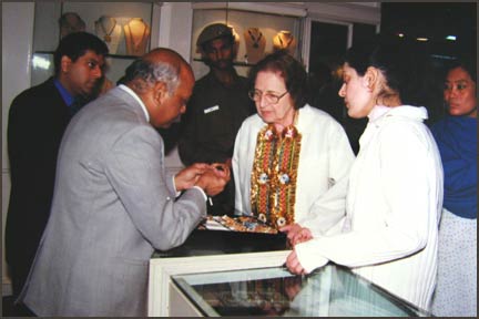 Her Excellency, Mrs. Helene Youssoufi, Wife, Prime Minister, Kingdom of Morocco visiting Tempus Gems, dealers in antique, estate and mughal jewelry